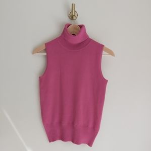 BENETTON PINK SLEEVELESS TURTLENECK SWEATER